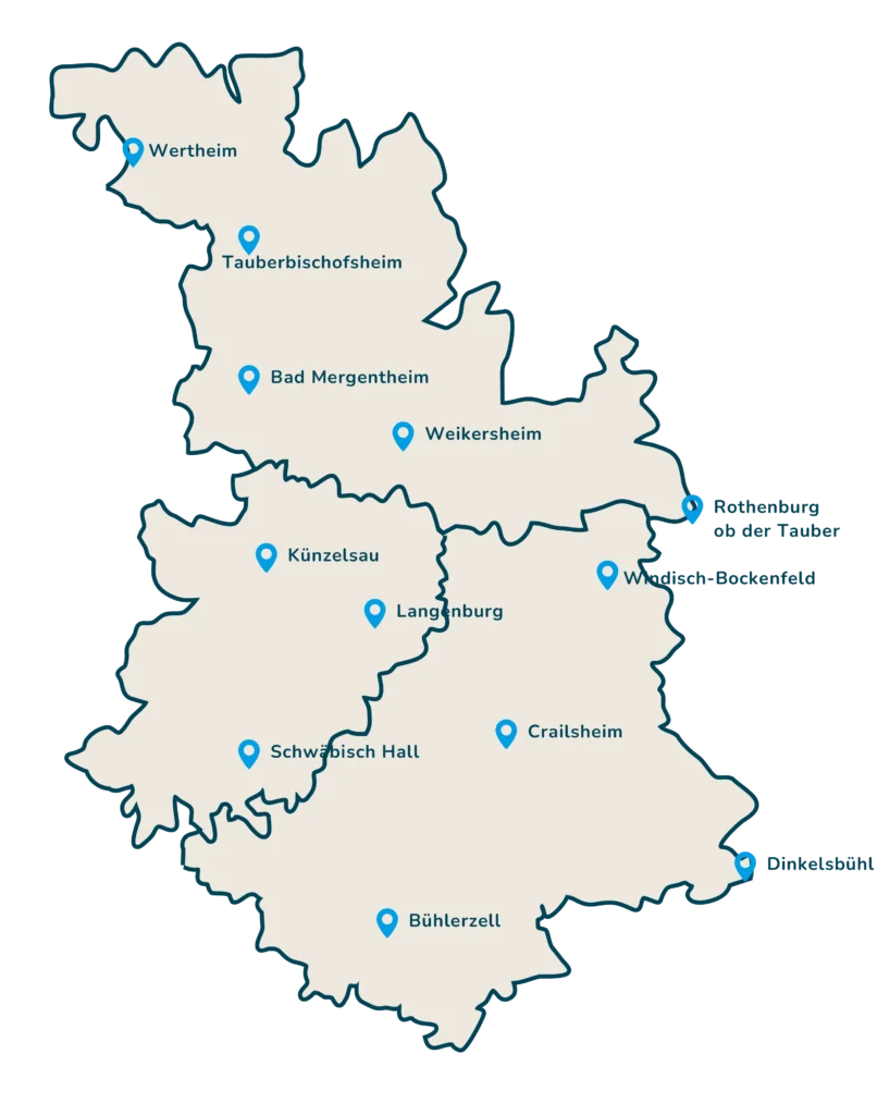 Karte von unserer schönen Heimat Hohenlohe