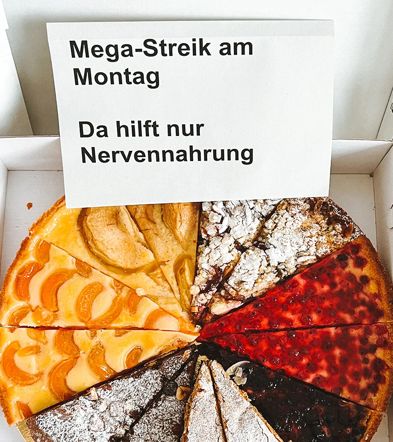 Kuchen als Nervennahrung für den Mega-Streik des Flughafenpersonals
