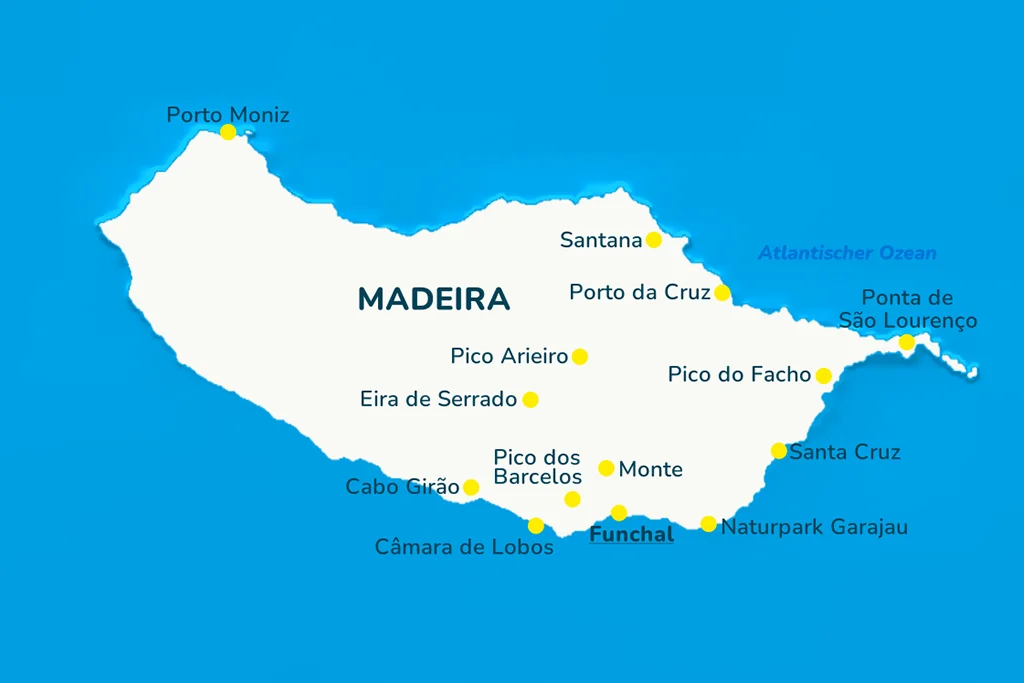 Karte zur Reise Madeira