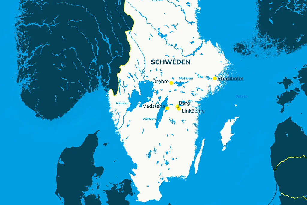 Karte zur Gruppenreise Südschweden