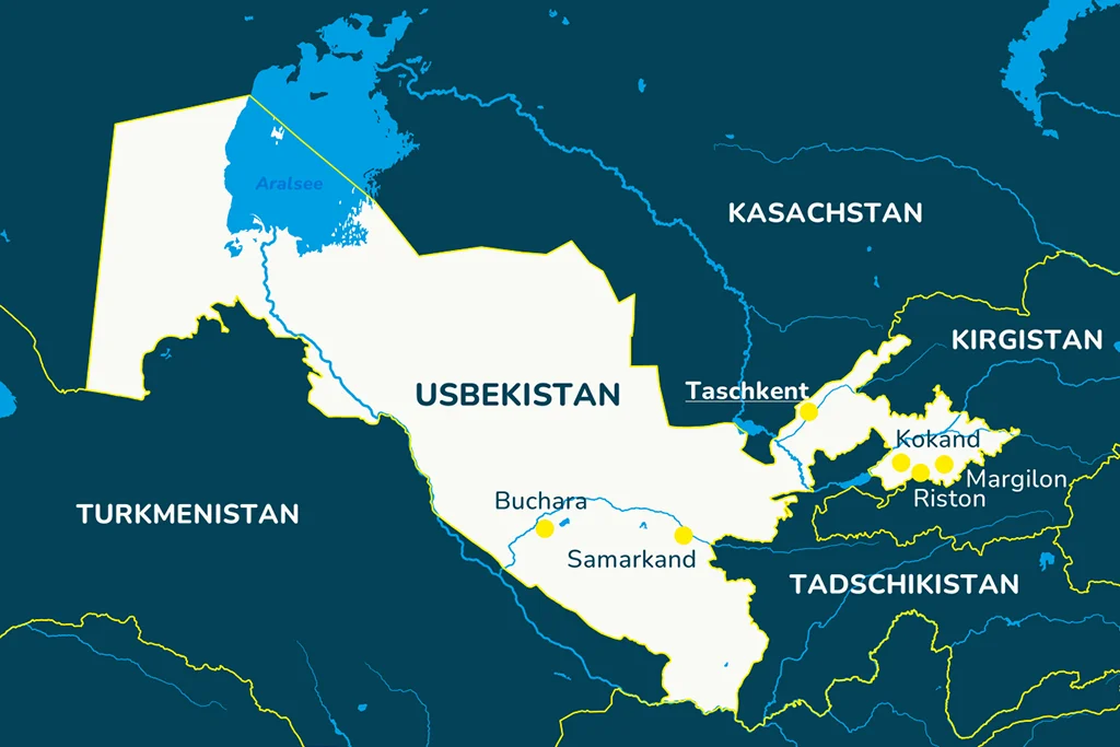 Karte zur Usbekistan Gruppenreise