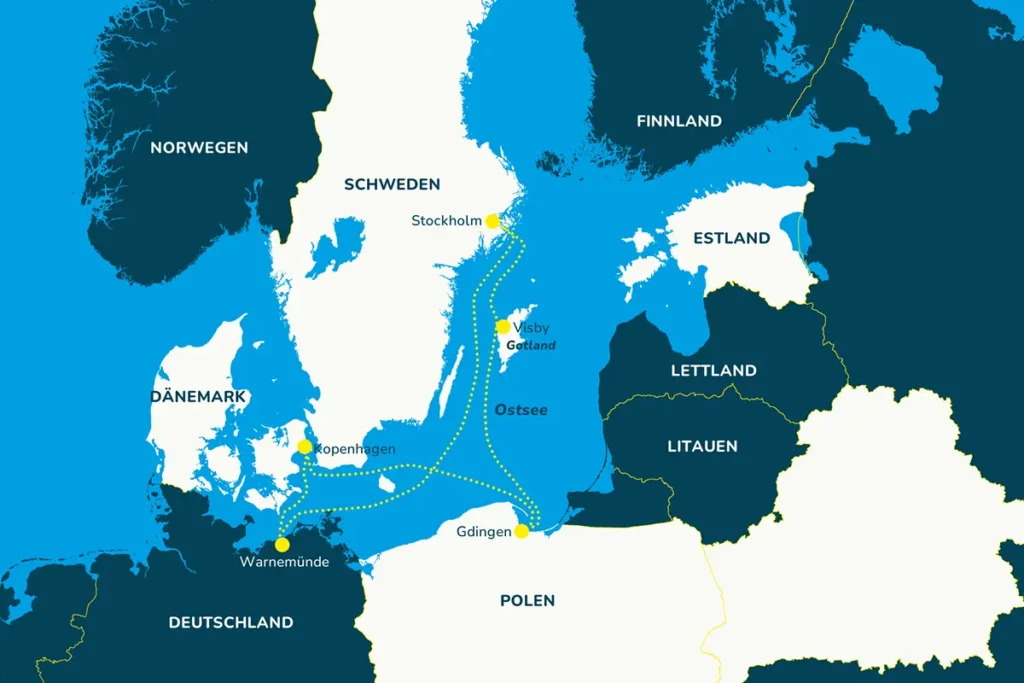 Karte zur AIDA Kreuzfahrt auf der Ostsee