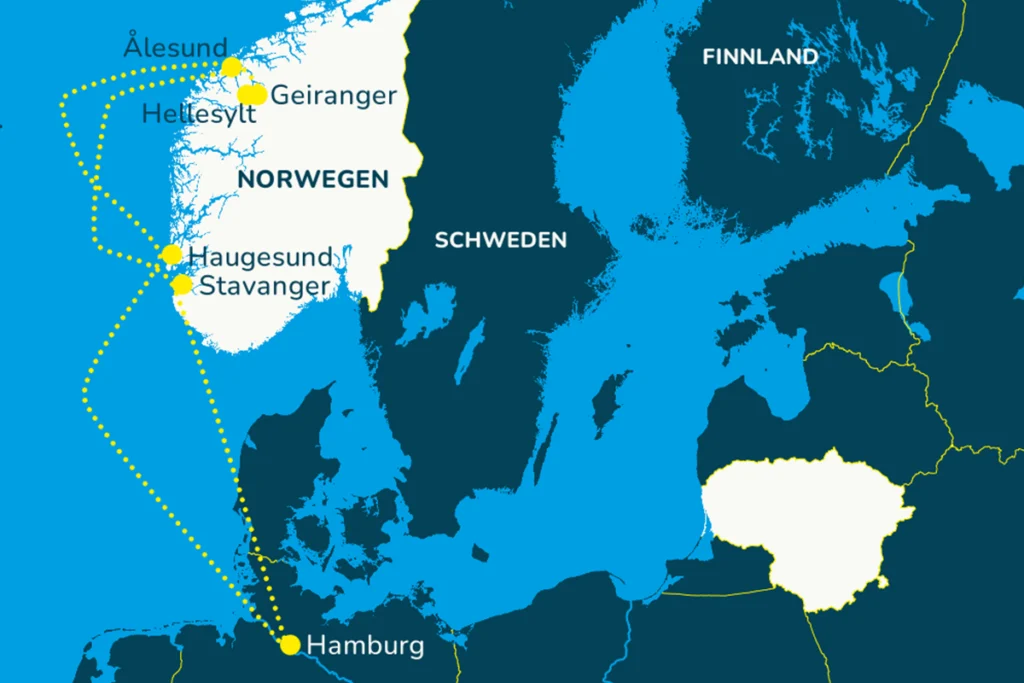 Karte zur AIDA Kreuzfahrt in Norwegen